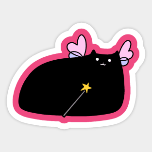 Chubby Black Cat Fairy Sticker